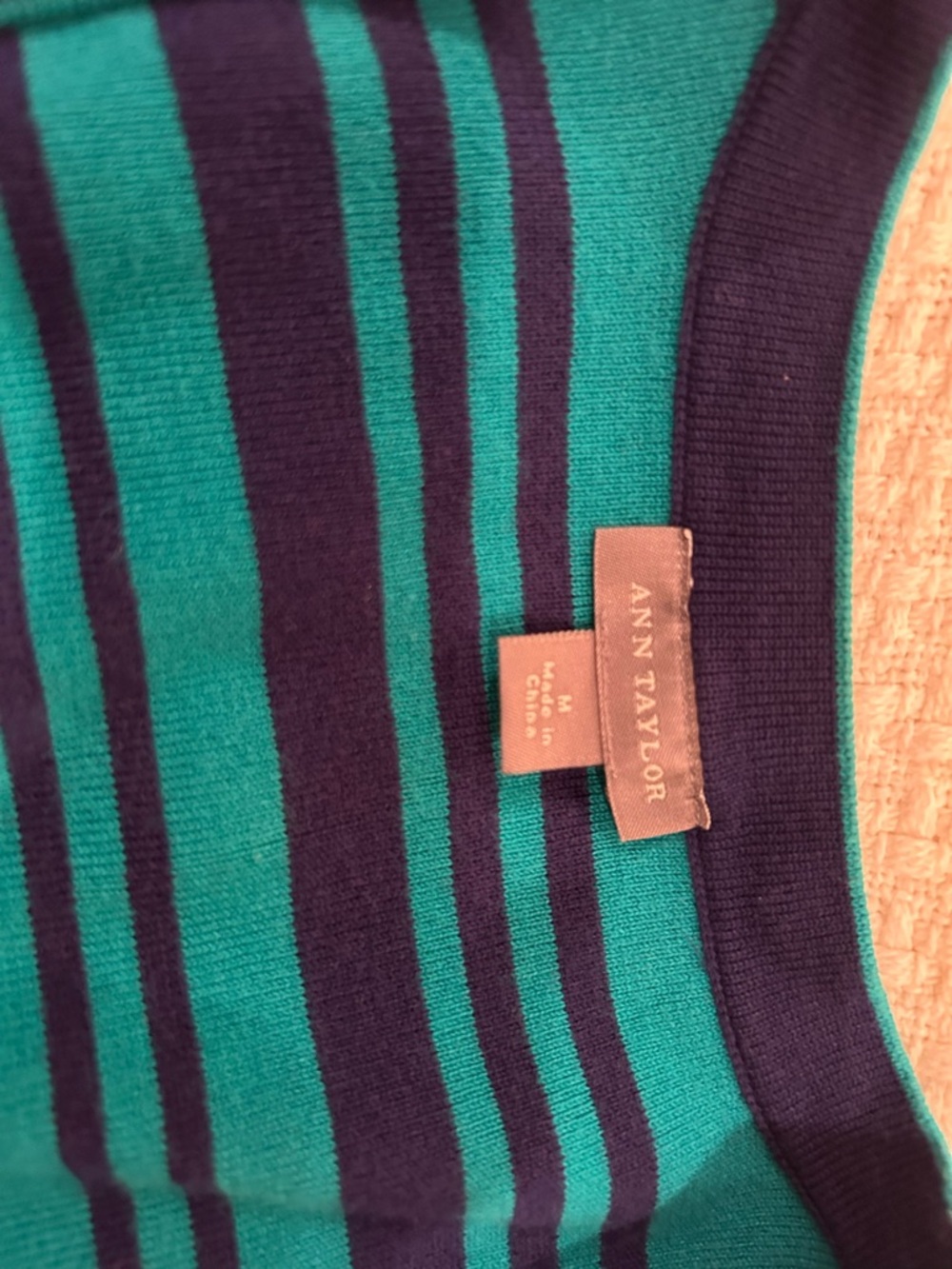 Ann Taylor Striped Sleeveless Tank in Teal and Navy - Picture 3 of 4